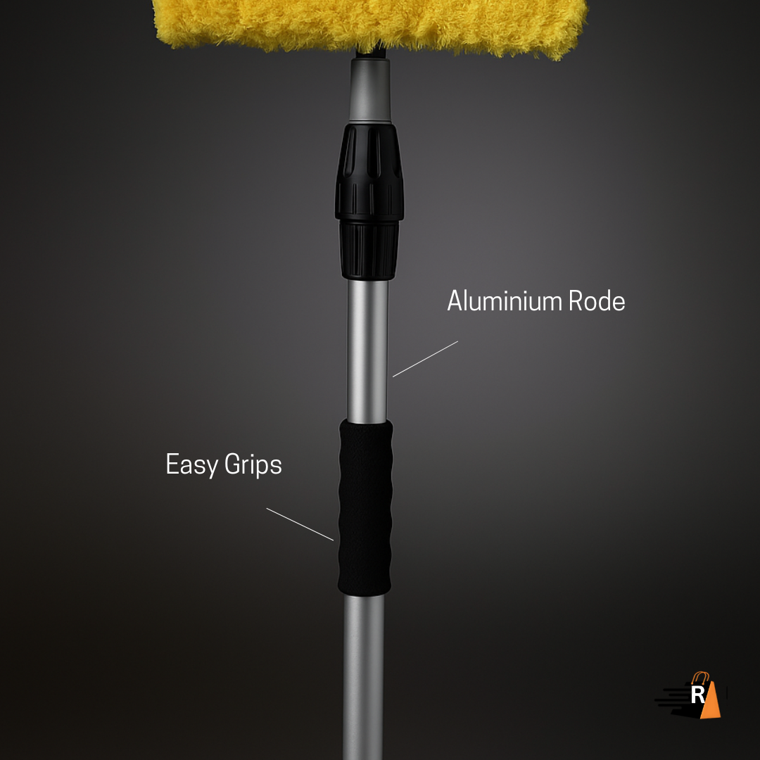 Rebell Mart Solar Panel Cleaning Brush with Water Inlet & Telescopic Rod – Available in 8ft to 20ft
