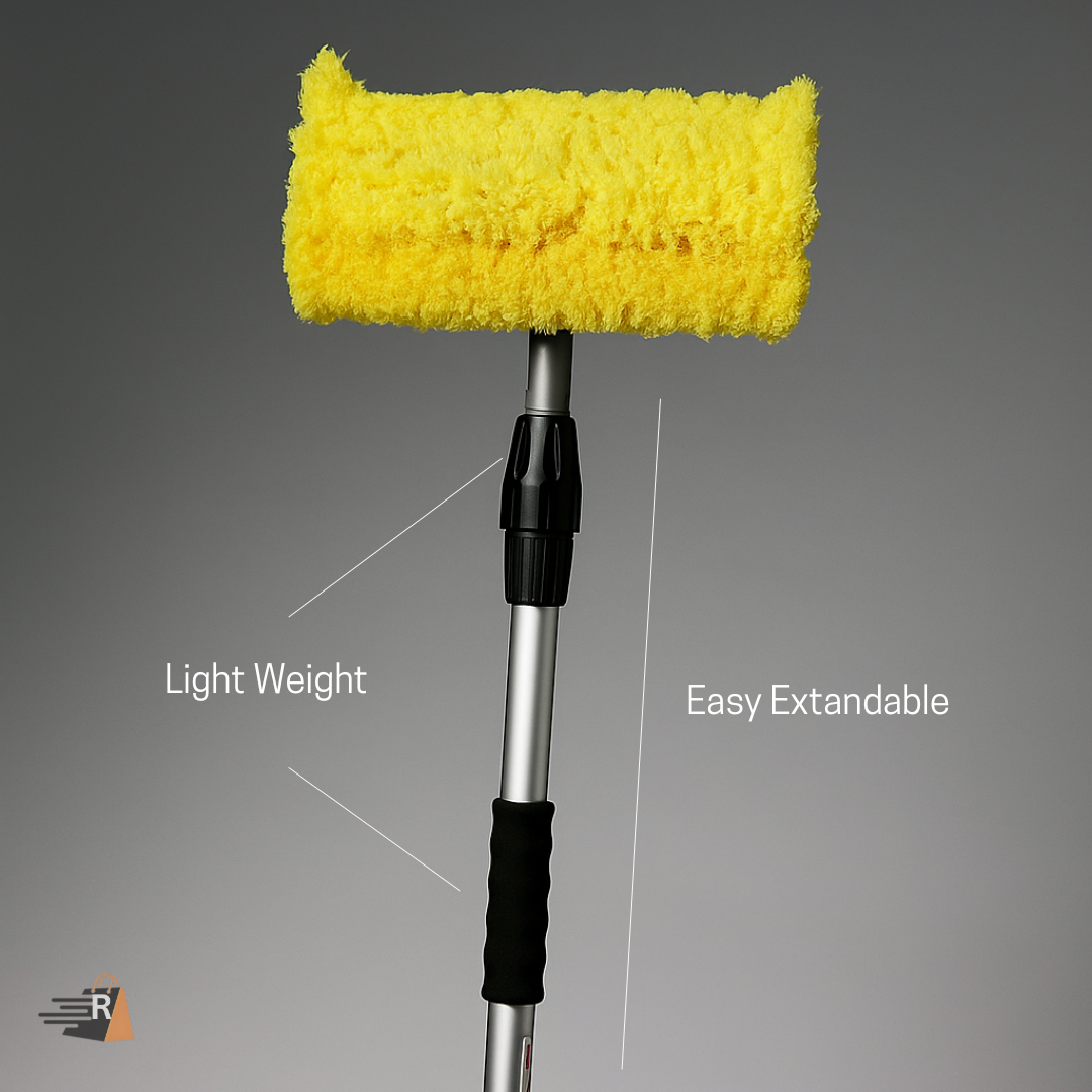 Rebell Mart Solar Panel Cleaning Brush with Water Inlet & Telescopic Rod – Available in 8ft to 20ft
